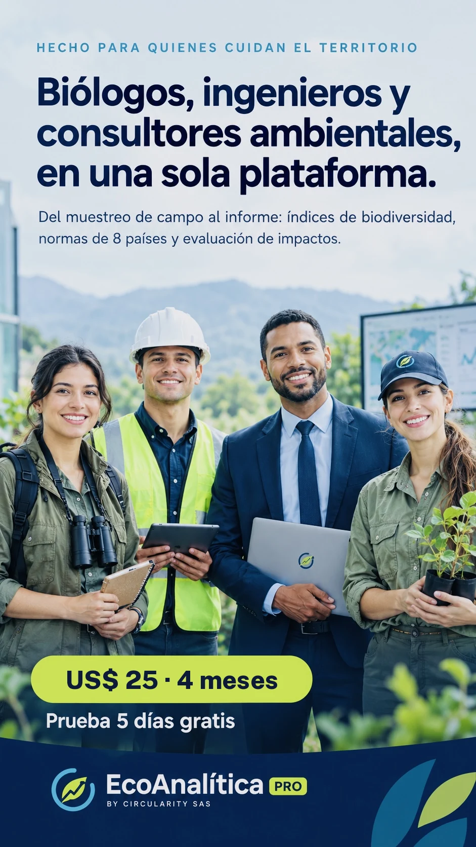 Biólogos, ingenieros y consultores ambientales en una sola plataforma